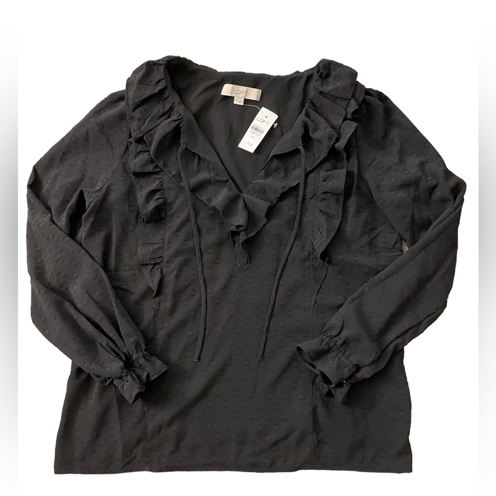 NWT LOFT long sleeve ruffle blouse. Size M